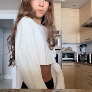 EDUN offwhite long sleeve crop top SMALL